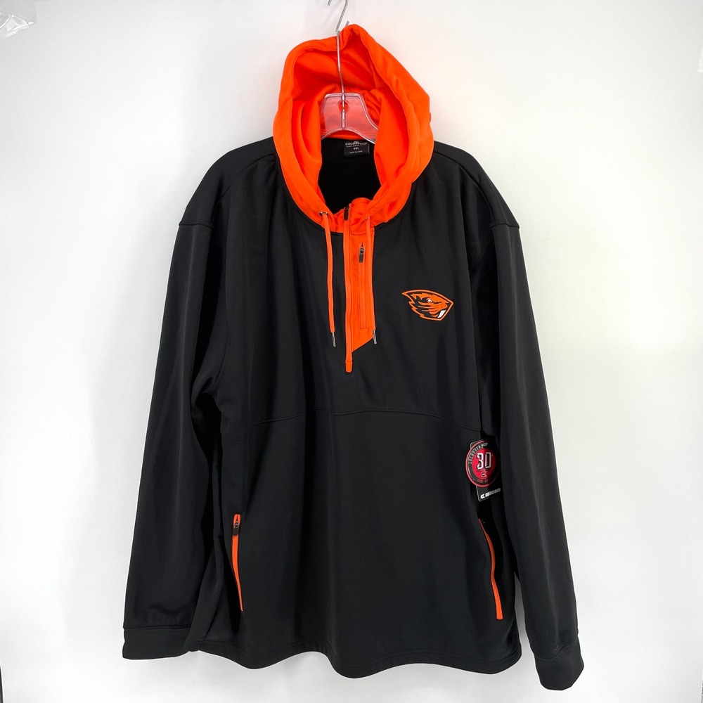 Colosseum Oregon State Beavers Mens XXL Hoodie Black Orange Quarter Zip